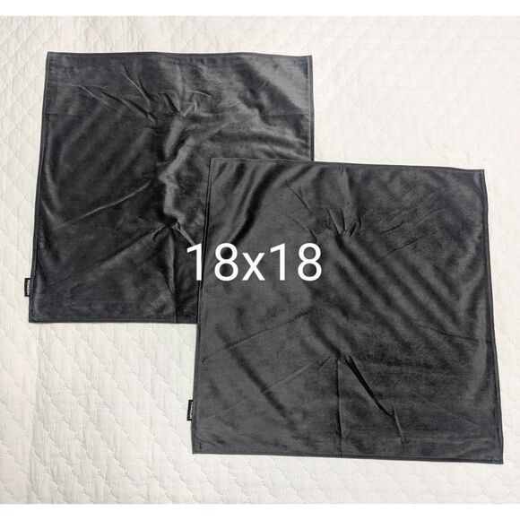 🛋️ WEMEON Charcoal Velvet Throw Pillow Covers 18x18 – Set of 2 - Picture 5 of 5